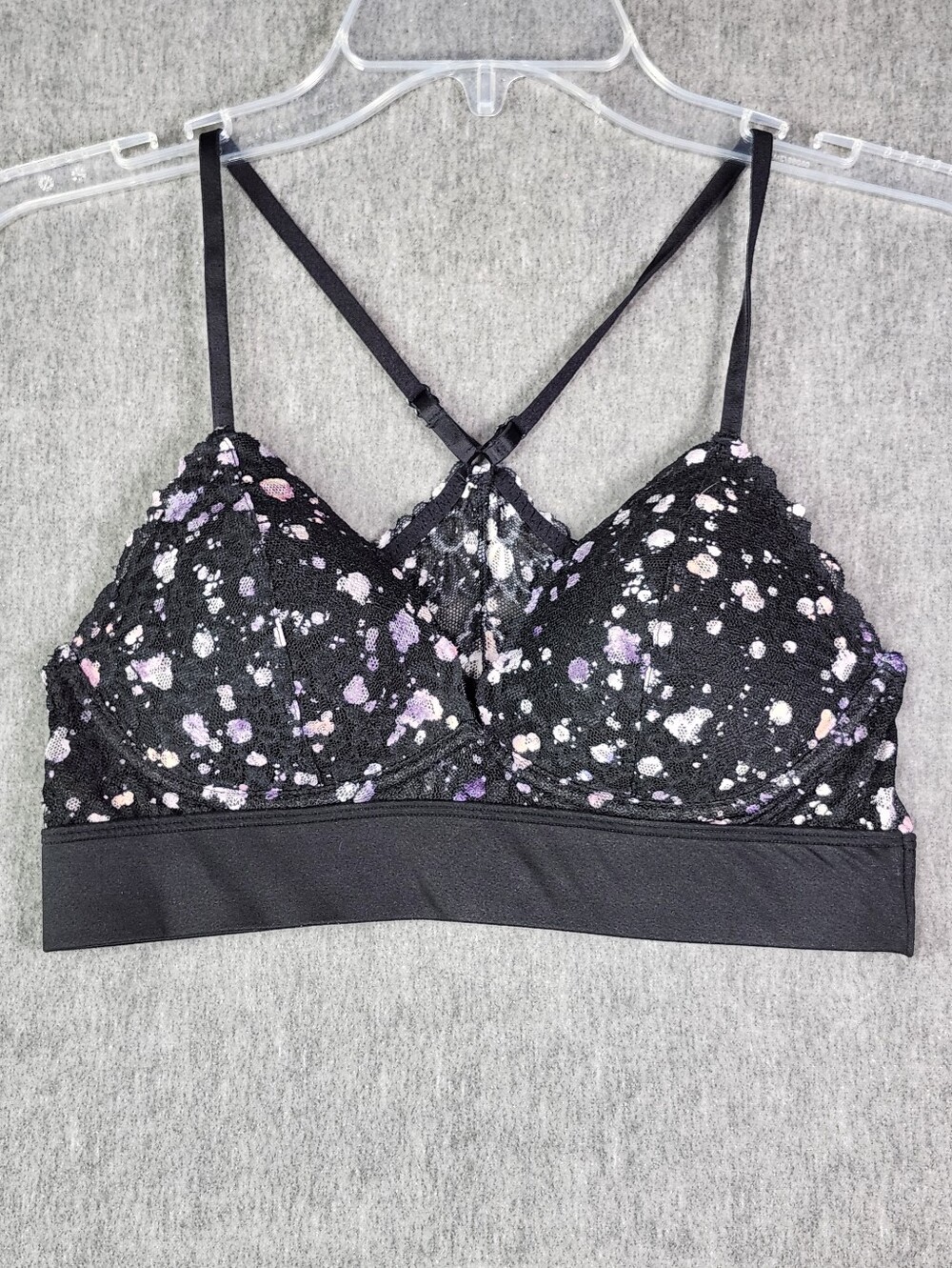 Pink By Victoria Secret Black Lace Bralette with Pink & Purple Accent Size S